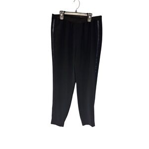 Vince Navy Tapered Trousers Pants‎ Elastic Waist Side Tuxedo Stripe S
